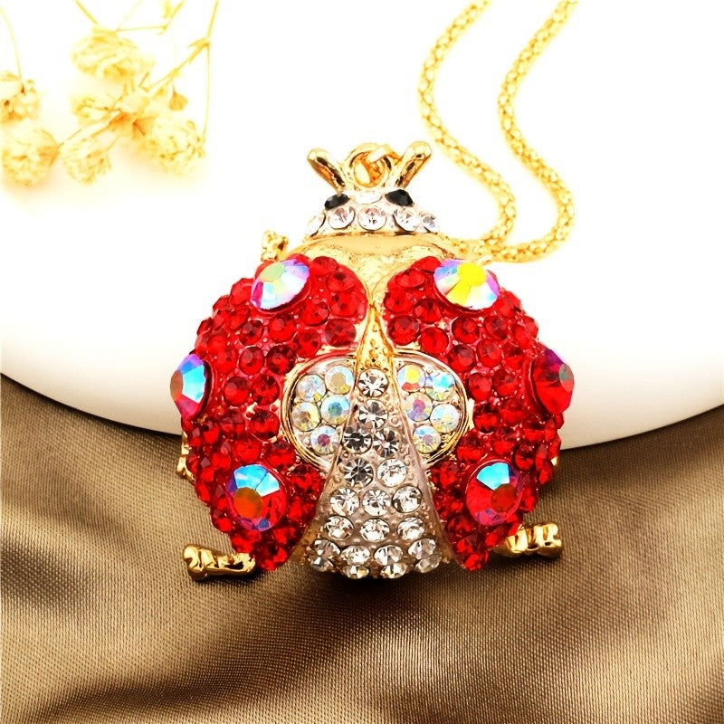 Whimsical Red Ladybug Glass Necklace