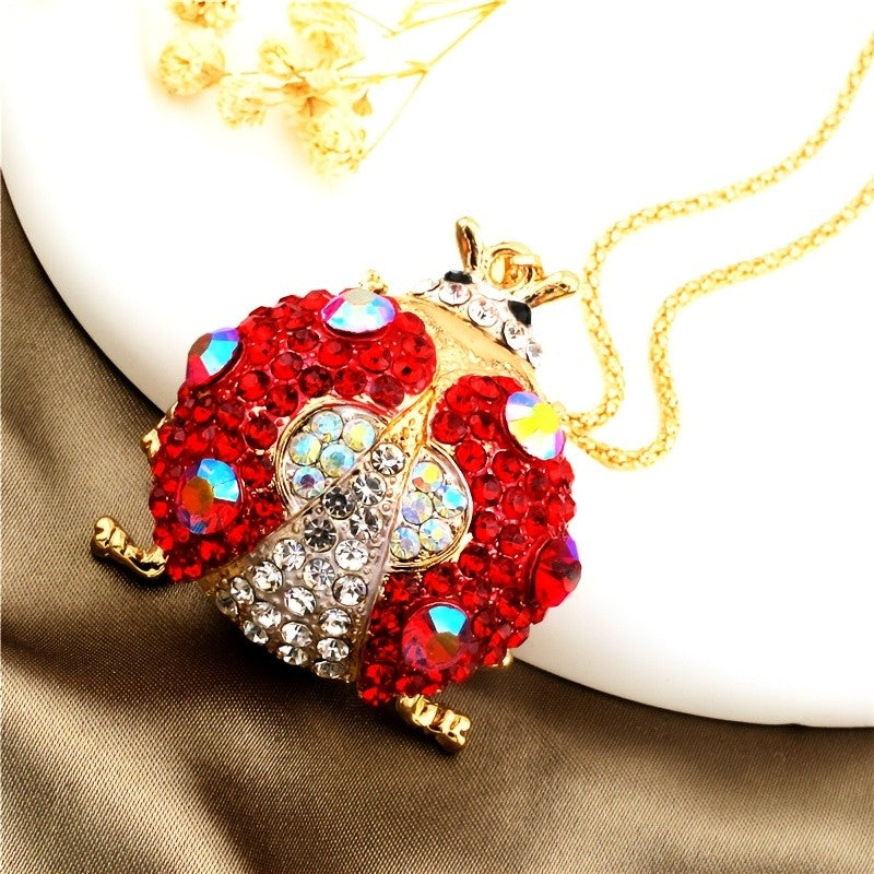 Whimsical Red Ladybug Glass Necklace