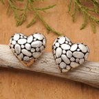 Textured Pebble Heart Stud Earrings