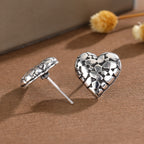 Textured Pebble Heart Stud Earrings