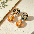 Elegant Spiral Amber Drop Earrings