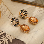 Elegant Spiral Amber Drop Earrings