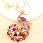 Regal Peacock Crystal Pendant Necklace