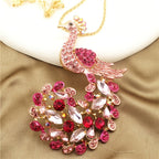 Regal Peacock Crystal Pendant Necklace