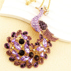 Regal Peacock Crystal Pendant Necklace