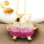 Whimsical Winged Piglet Glass Necklace