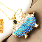 Whimsical Winged Piglet Glass Necklace