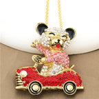 Whimsical Crystal Bear Car Necklace
