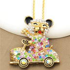 Whimsical Crystal Bear Car Necklace