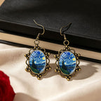 Starry Night Oval Glass Drop Earrings