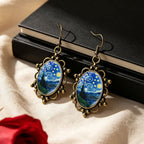 Starry Night Oval Glass Drop Earrings