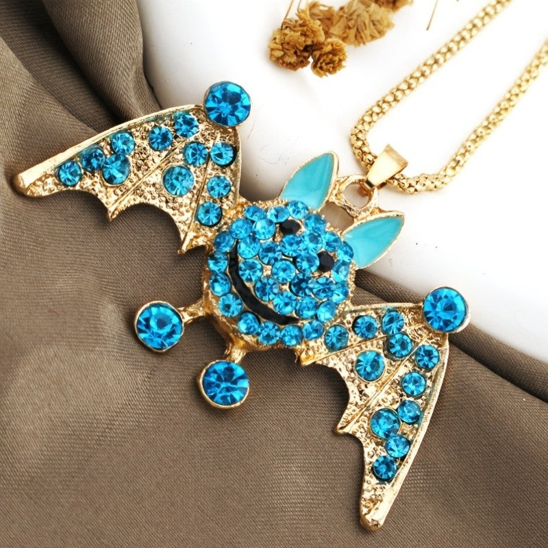 Whimsical Pink Bat Pendant Necklace