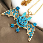 Whimsical Pink Bat Pendant Necklace