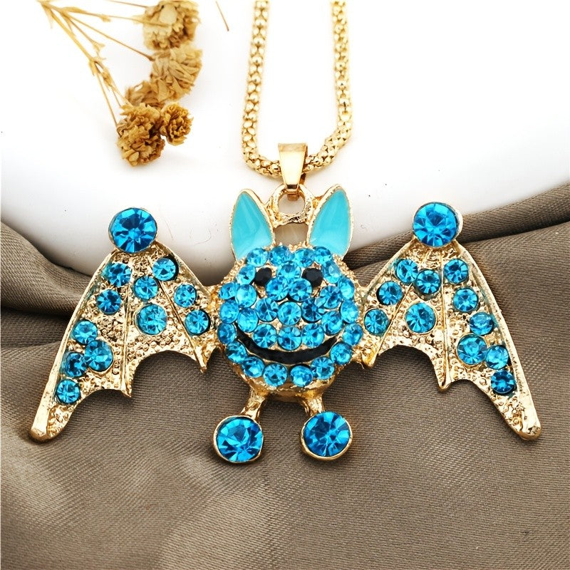 Whimsical Pink Bat Pendant Necklace