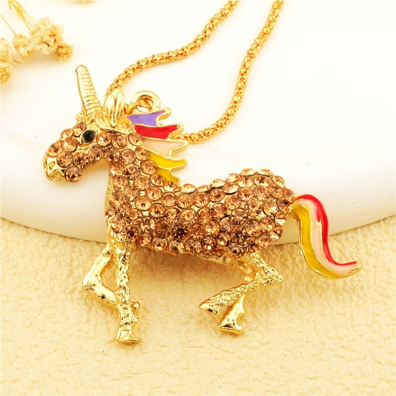 Whimsical Crystal Unicorn Necklace