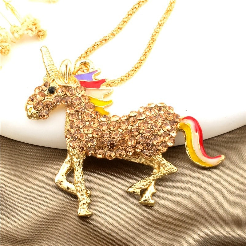 Whimsical Crystal Unicorn Necklace