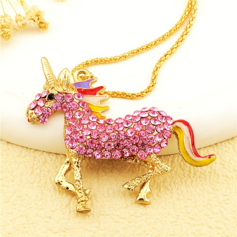 Whimsical Crystal Unicorn Necklace