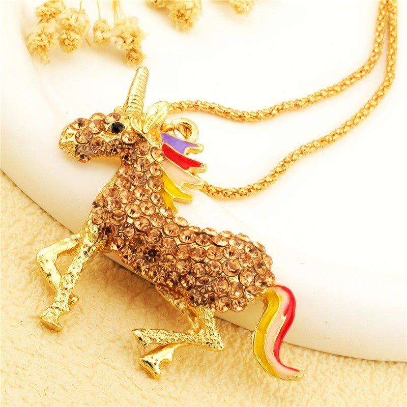 Whimsical Crystal Unicorn Necklace