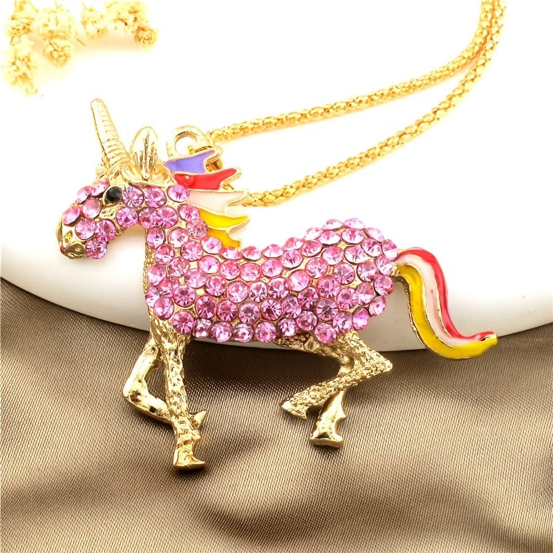 Whimsical Crystal Unicorn Necklace