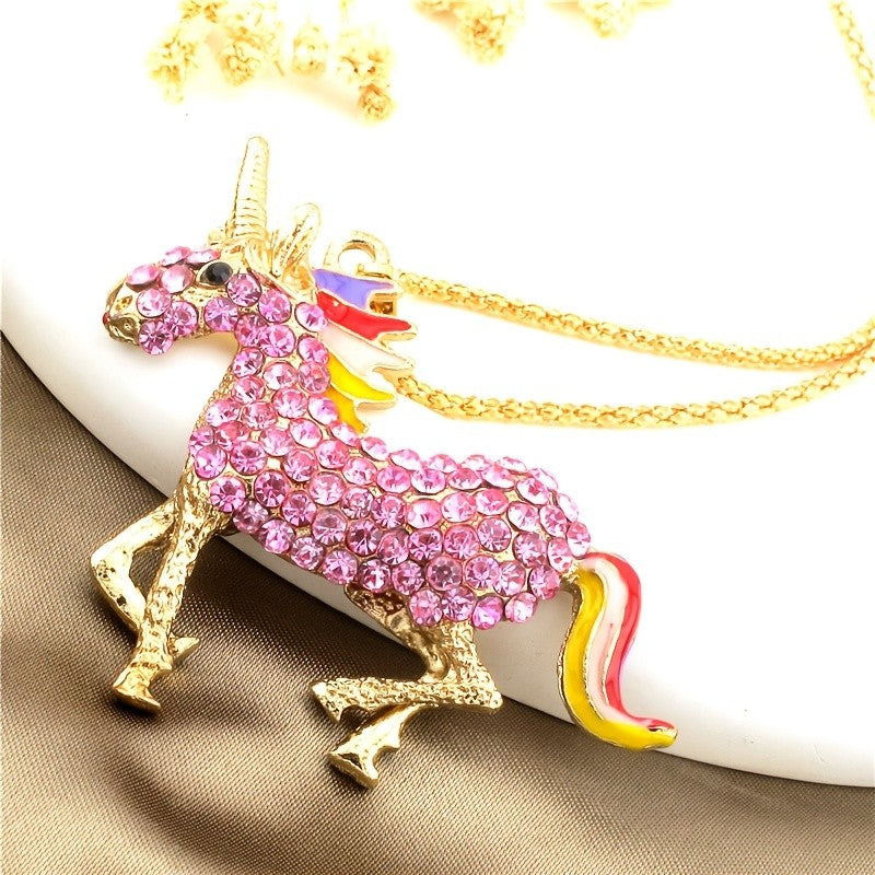 Whimsical Crystal Unicorn Necklace