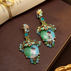 Whimsical Portrait Floral Drop Earrings