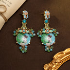 Whimsical Portrait Floral Drop Earrings