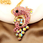Elegant Rainbow Dolphin Pendant Necklace
