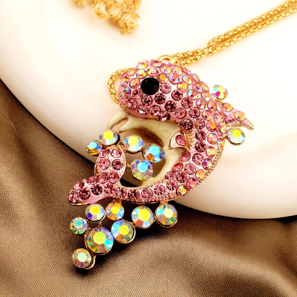 Elegant Rainbow Dolphin Pendant Necklace