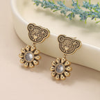 Whimsical Bear Sunflower Drop Earrings