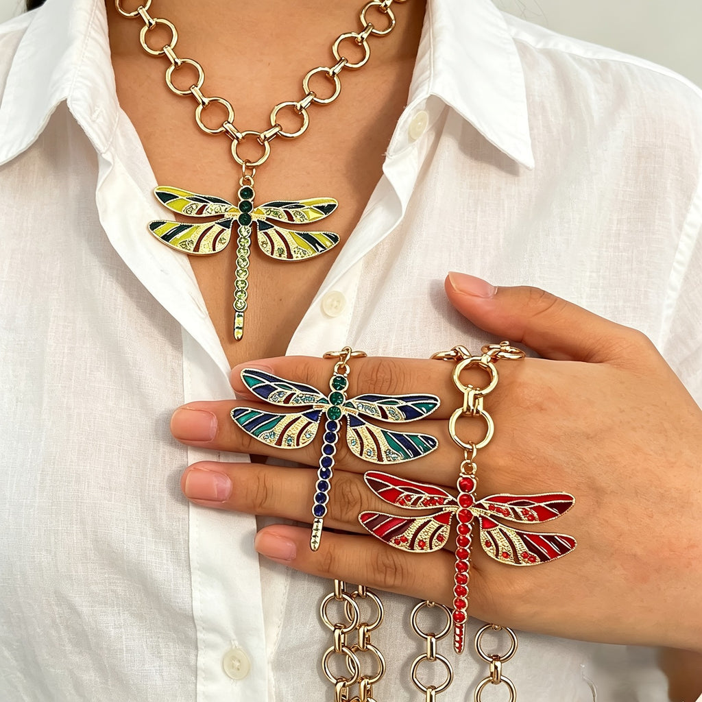 Whimsical Dragonfly Enamel Necklace