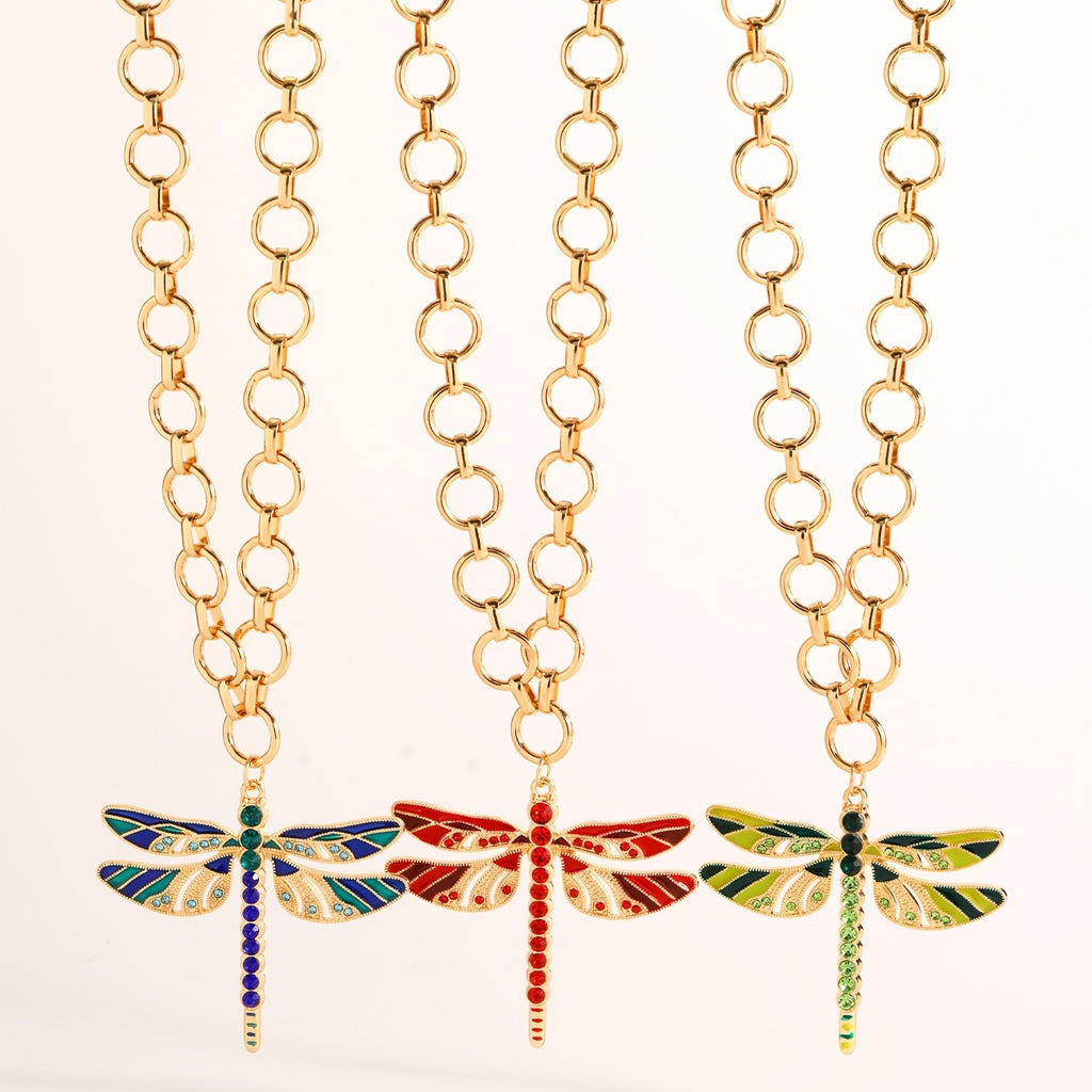 Whimsical Dragonfly Enamel Necklace