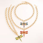 Whimsical Dragonfly Enamel Necklace