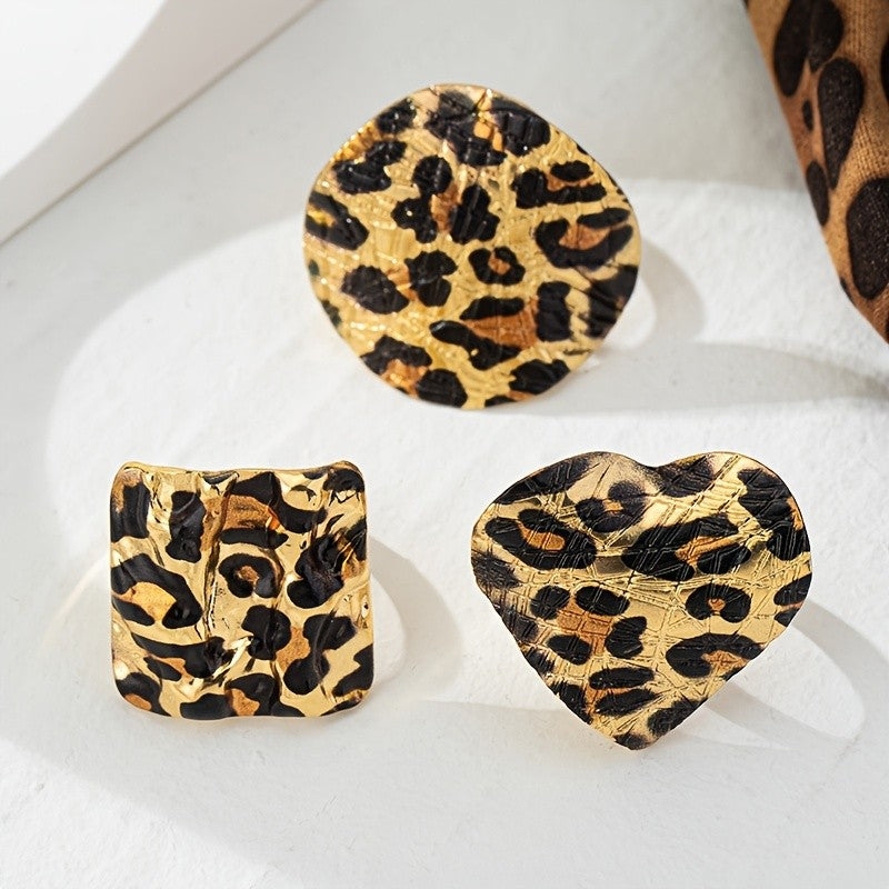 Bold Leopard Print Ring Set