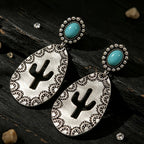 Western Cactus Turquoise Drop Earrings