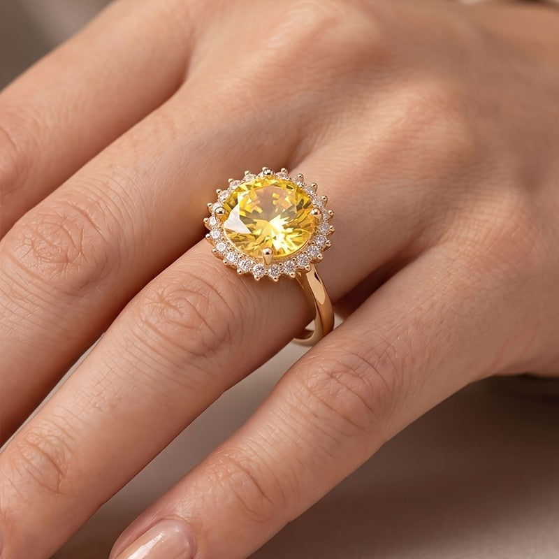 Elegant Round Gemstone Halo Ring