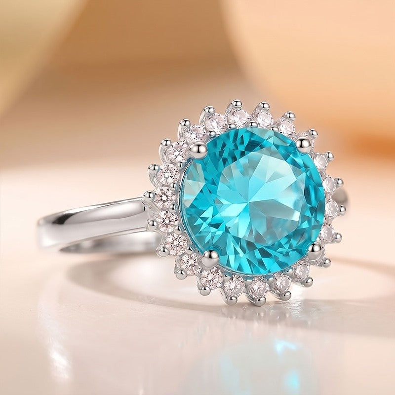 Elegant Round Gemstone Halo Ring