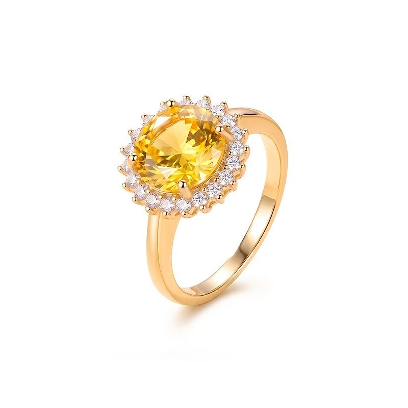 Elegant Round Gemstone Halo Ring