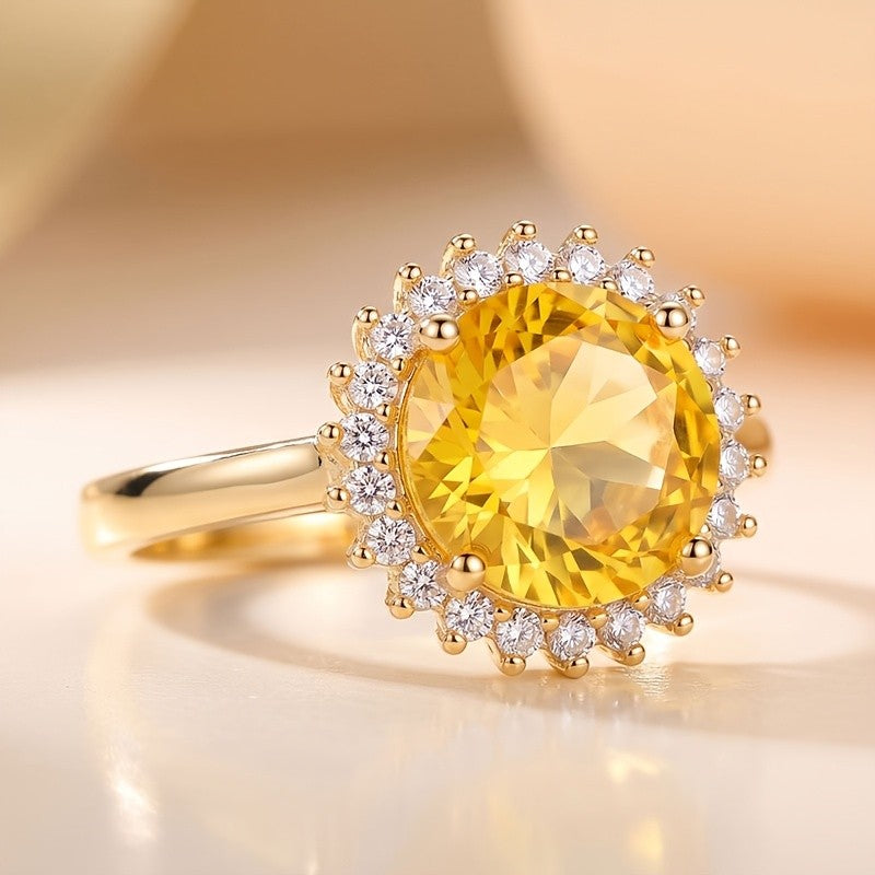 Elegant Round Gemstone Halo Ring
