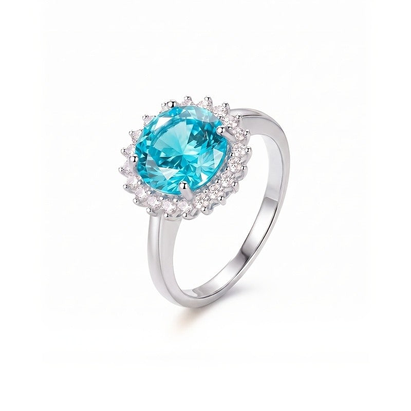 Elegant Round Gemstone Halo Ring