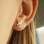 Whimsical Red Fox Enamel Stud Earrings