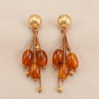 Boho Amber Bead Drop Earrings