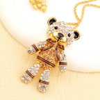 Whimsical Crystal Bear Pendant Necklace