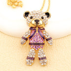 Whimsical Crystal Bear Pendant Necklace