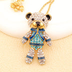 Whimsical Crystal Bear Pendant Necklace