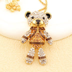Whimsical Crystal Bear Pendant Necklace