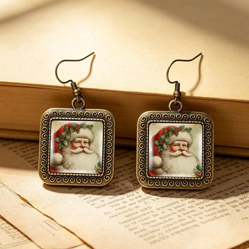 Festive Santa Portrait Drop Earrings