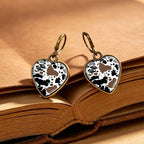 Cow Print Heart Drop Earrings