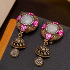 Ornate Floral Jhumka Drop Earrings