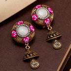 Ornate Floral Jhumka Drop Earrings