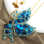 Elegant Blue Butterfly Gemstone Necklace